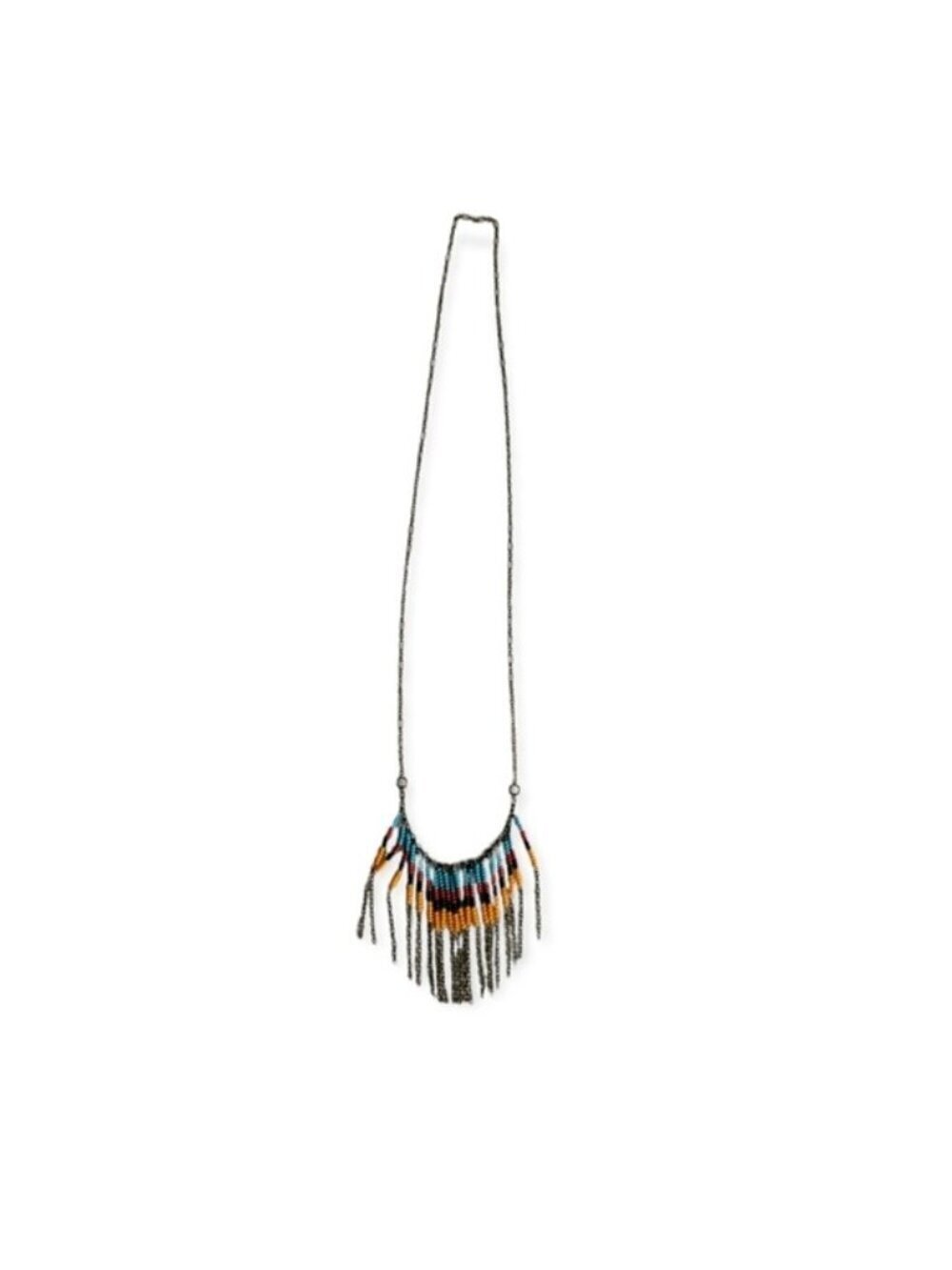 Multicolor Beaded Fringe Necklace